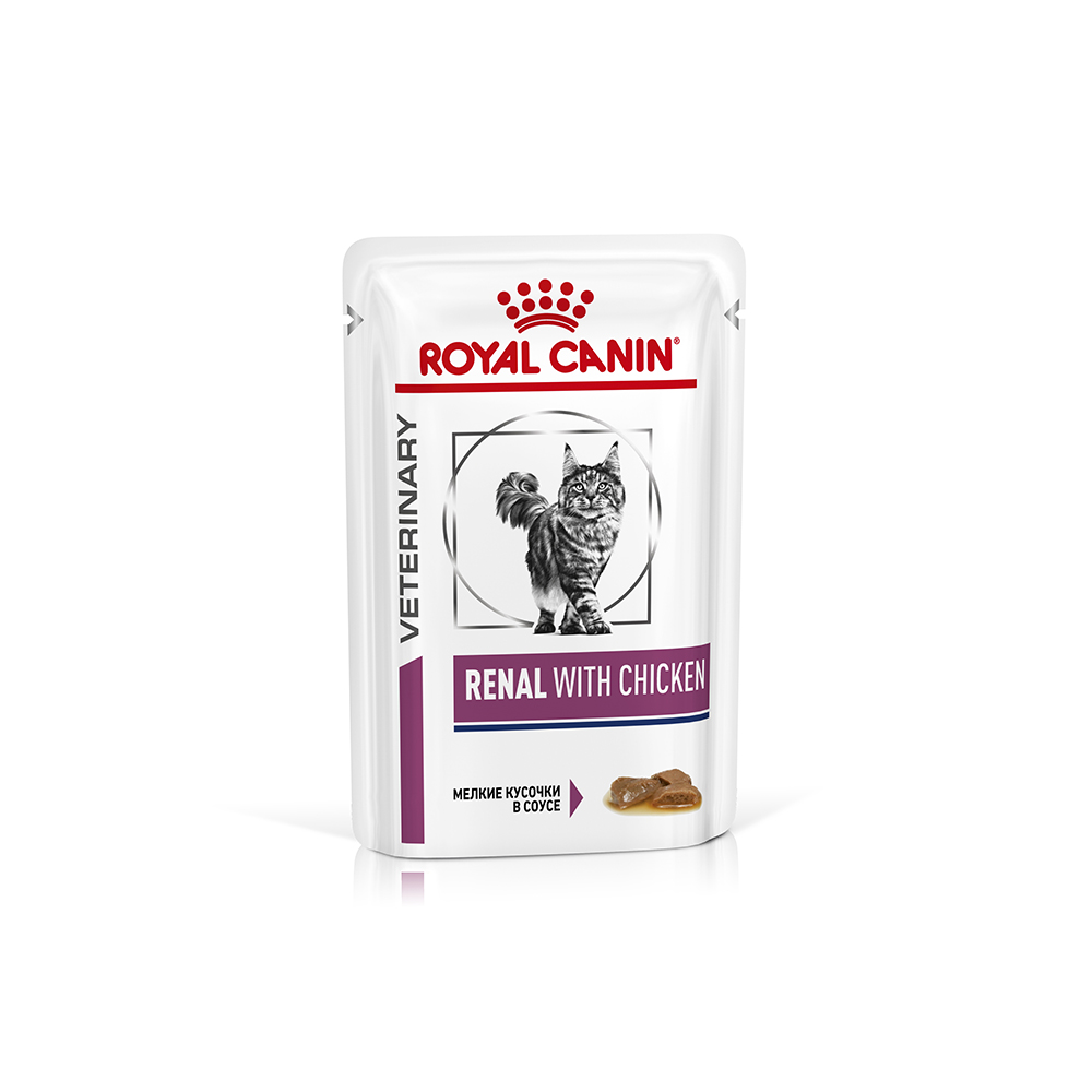 Т0023166 Корм для кошек Vet Diet Renal при почечной недостаточности курица пауч 85г ROYAL CANIN 