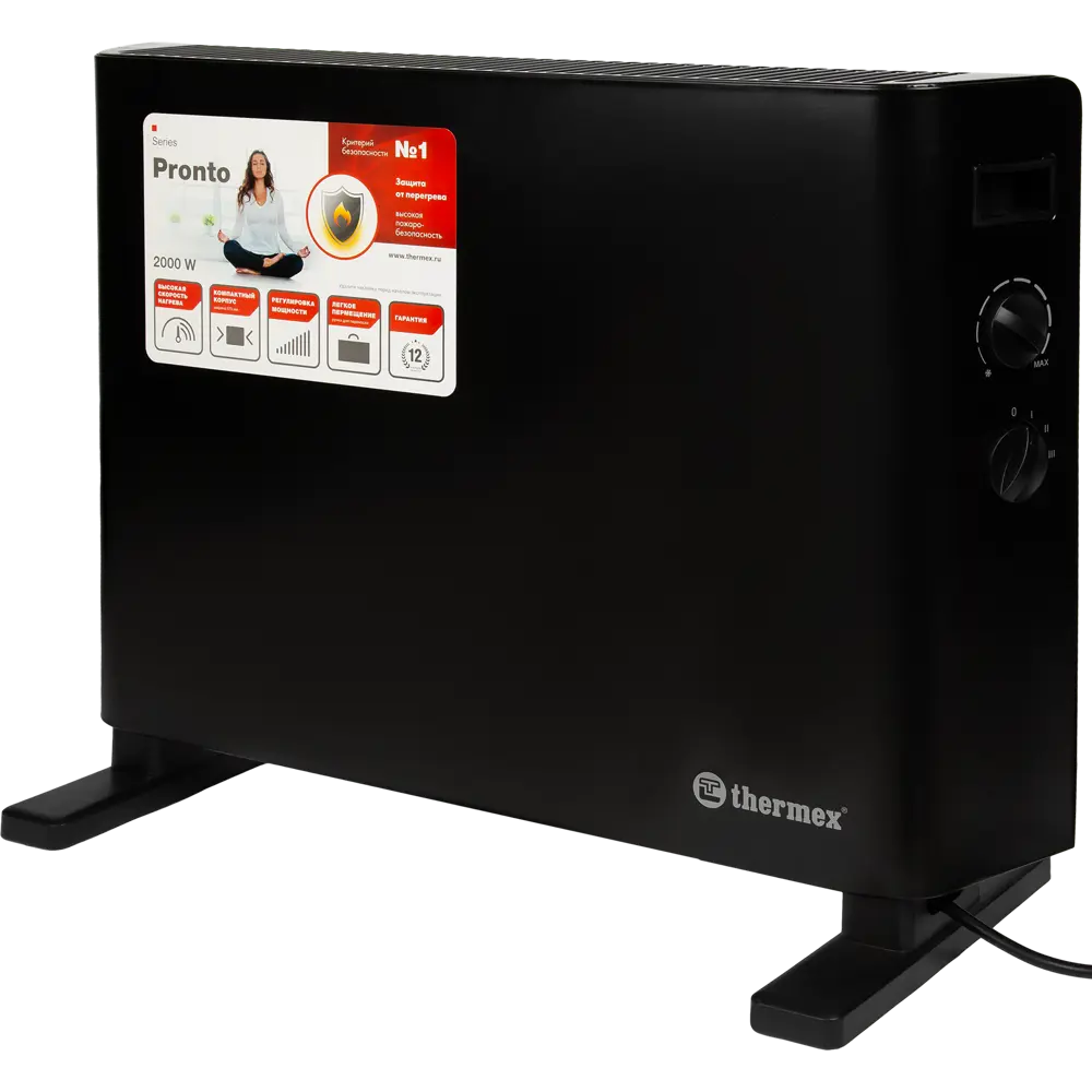 Конвектор электрический Thermex Pronto 2000M Black с механическим термостатом 2000 Вт цвет черный 82745696 STLM-2210107 