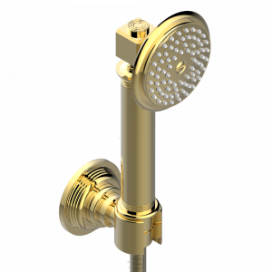 U9H-52A Душ ручной стильный встраиваемый в стену, шланг и стационарный кронштейн Thg-paris West coast с ручками-рукоятками с белым ониксом Покрытие PVD золотистый цвет
