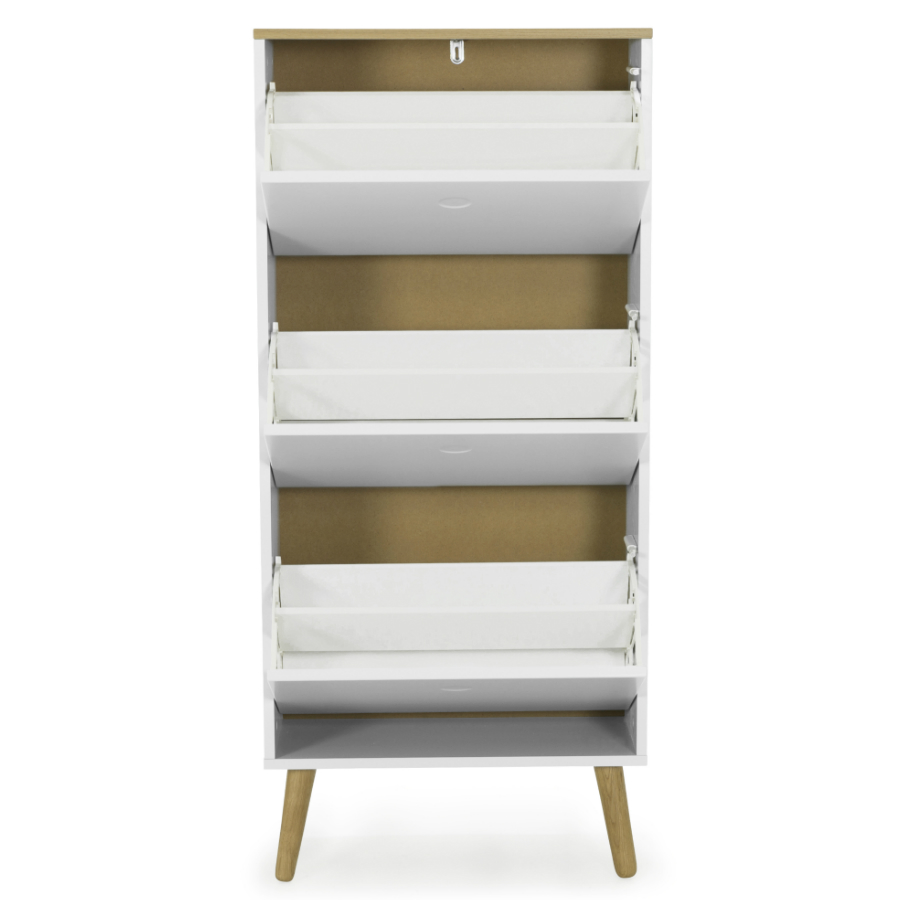 Шкаф для обуви Tenzo Dot, 128х57,5х24 см, дуб, белый 1657454 - Вид №3