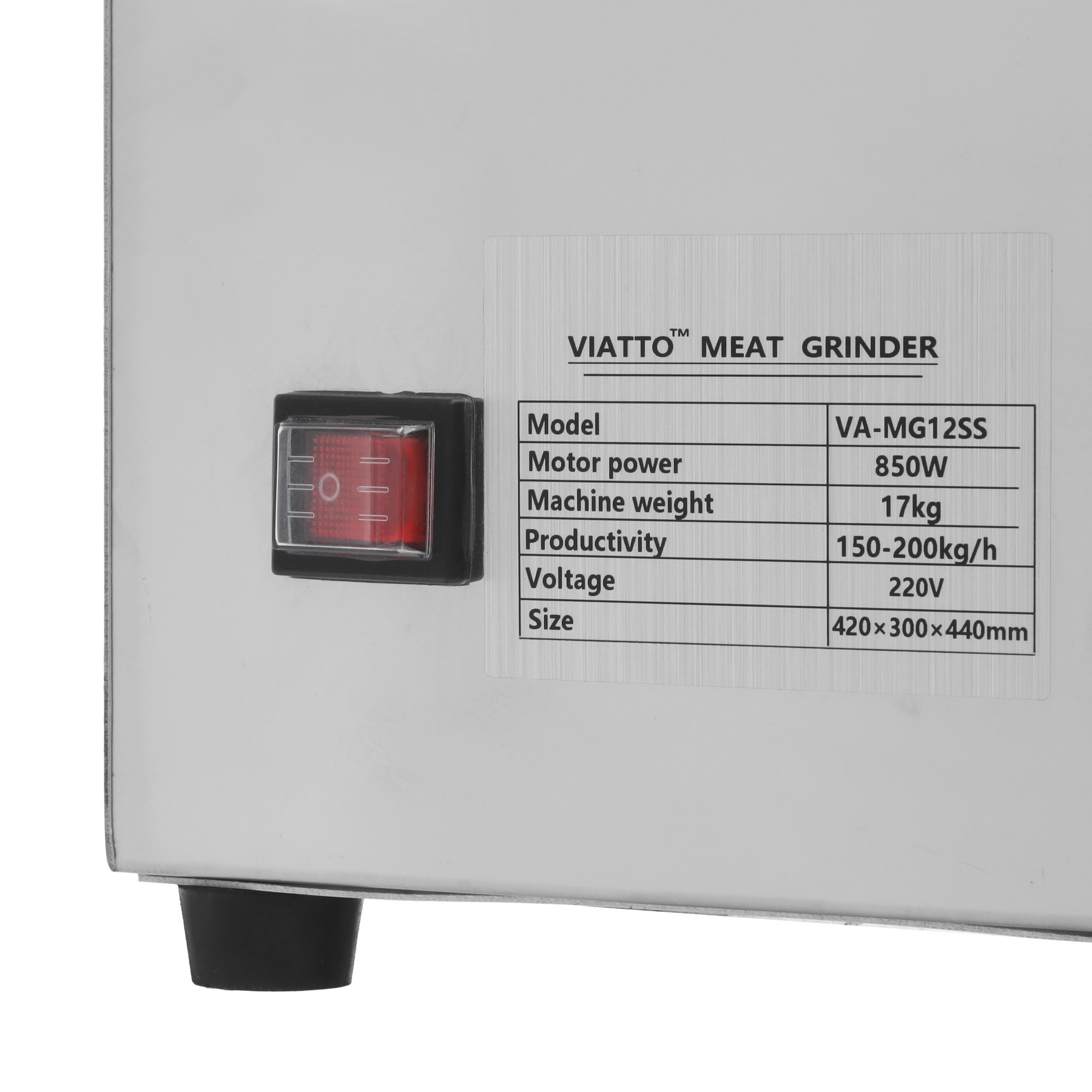 9909632 Мясорубка электрическая Viatto VA‑MG12SS серый STDN-0025981 - Вид №3