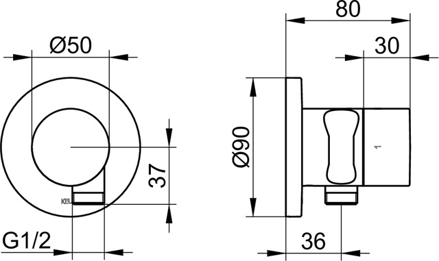 59557070201 Встраиваемый запорный вентиль с переключателем на 2 потребителя, выводом для шланга и держателем лейки DN 15 KEUCO IXMO - Вид №8