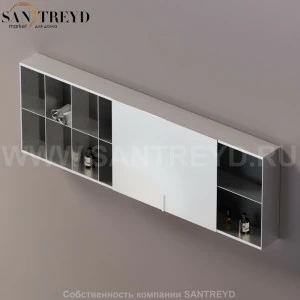 Agape 027 Настенный зеркальный шкаф 180 см. Отделка: хромированный сатин, фанера под темный дуб. Для хромированной отделки добавьте 16 % к базовой цене. AMOB027H6018RWSP