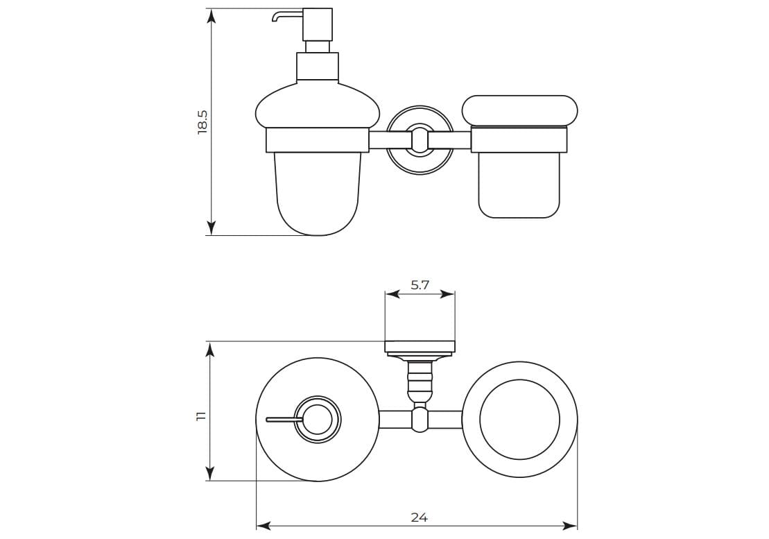 Керамический настенный дозатор мыла / держатель зубной щетки Gaia Mobili Complements ARCH-00071901 - Вид №2