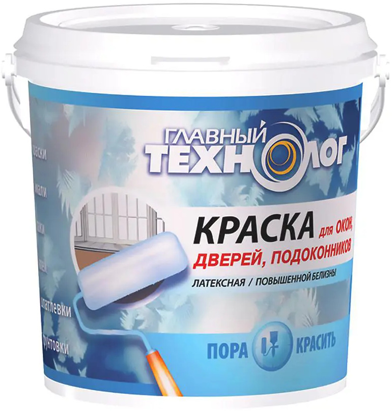 91261360 Краска для окон и дверей ГЛАВНЫЙ ТЕХНОЛОГ 10347 белая, 1 кг STLM-0856720