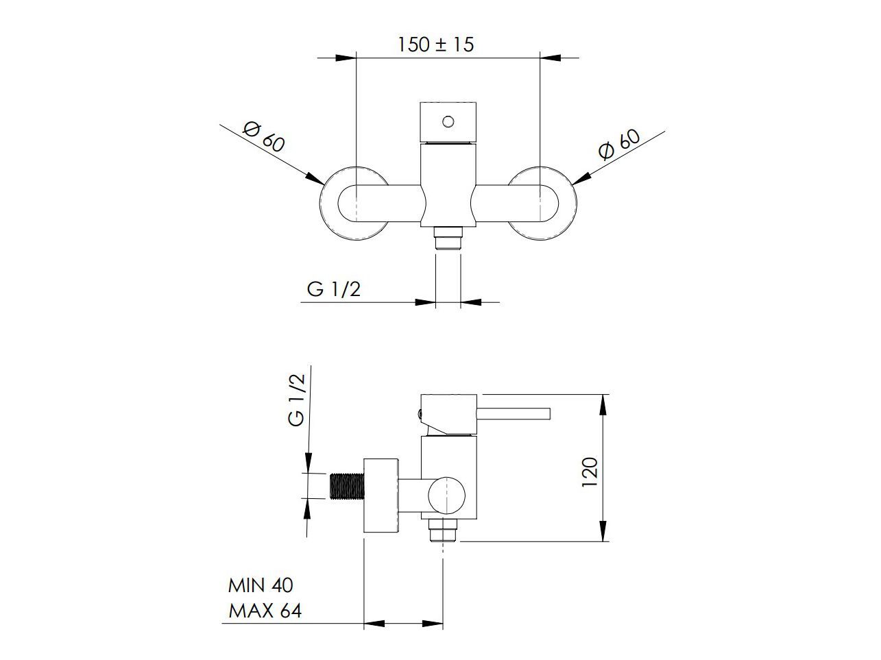 Настенный однорычажный смеситель для ванны Rubinetterie Mariani Next ARCH-00095180 - Вид №2