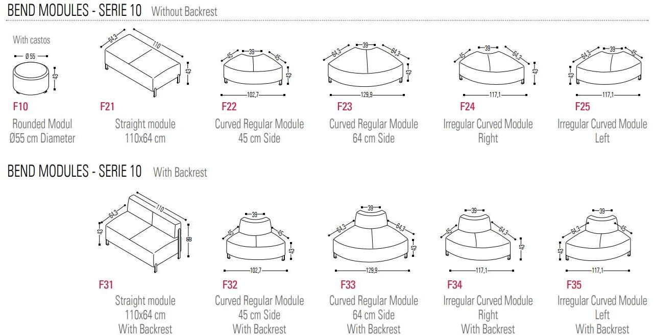 ACTIU Модульная тканевая скамья со спинкой Bend sun-id-1469665 - Вид №9