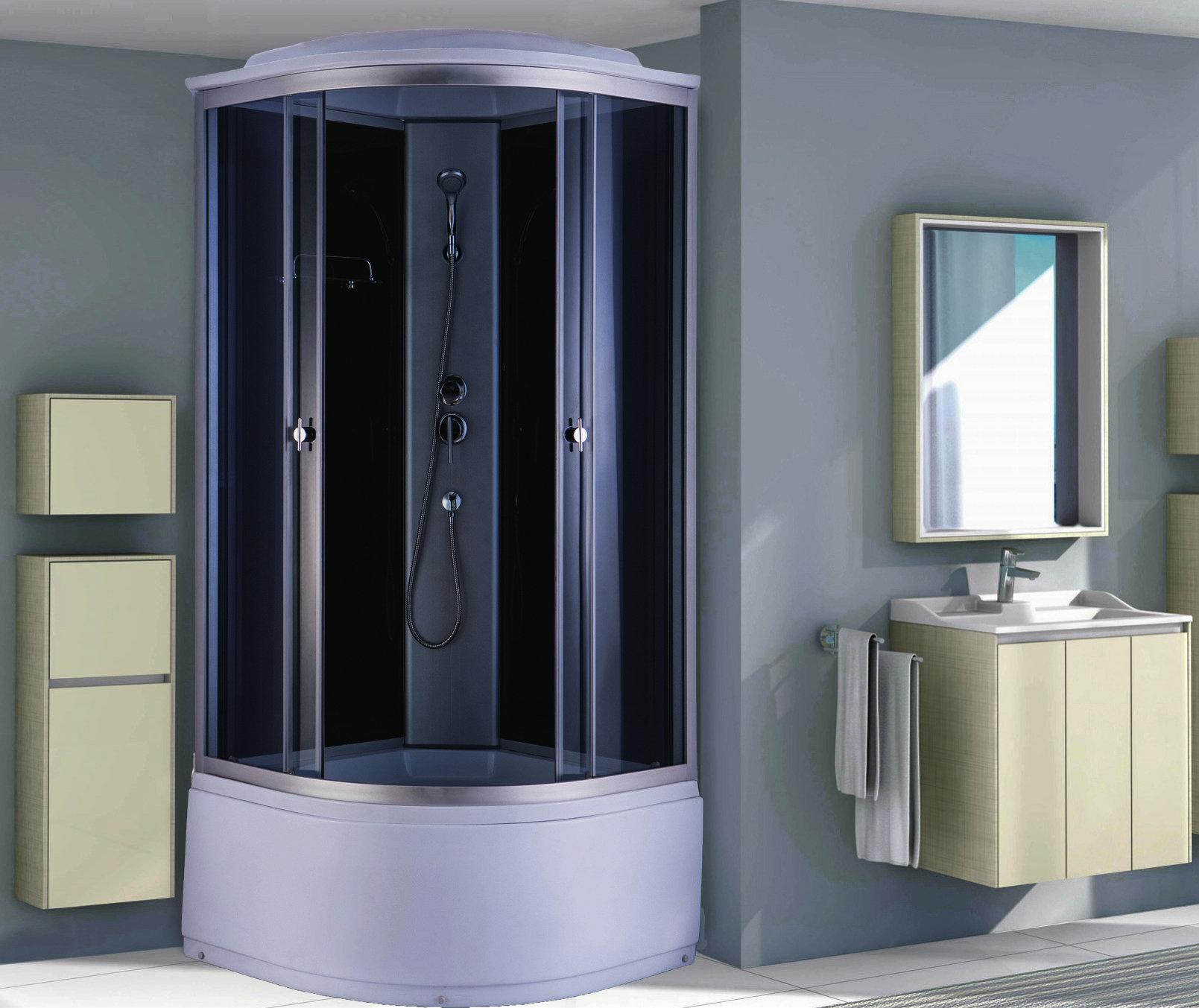 Душевая кабина NG- 2508-14 (900х900х2150) высокий поддон(45см) стекло ТОНИРОВАННОЕ Niagara Classic 25081434