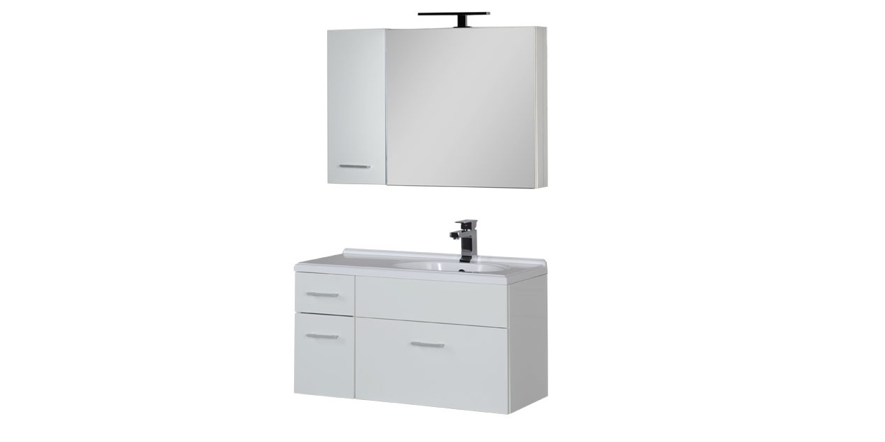 Комплект мебели Aquanet Данте 85 R белый (камерино 1 навесной шкафчик) 00164820 - Вид №1