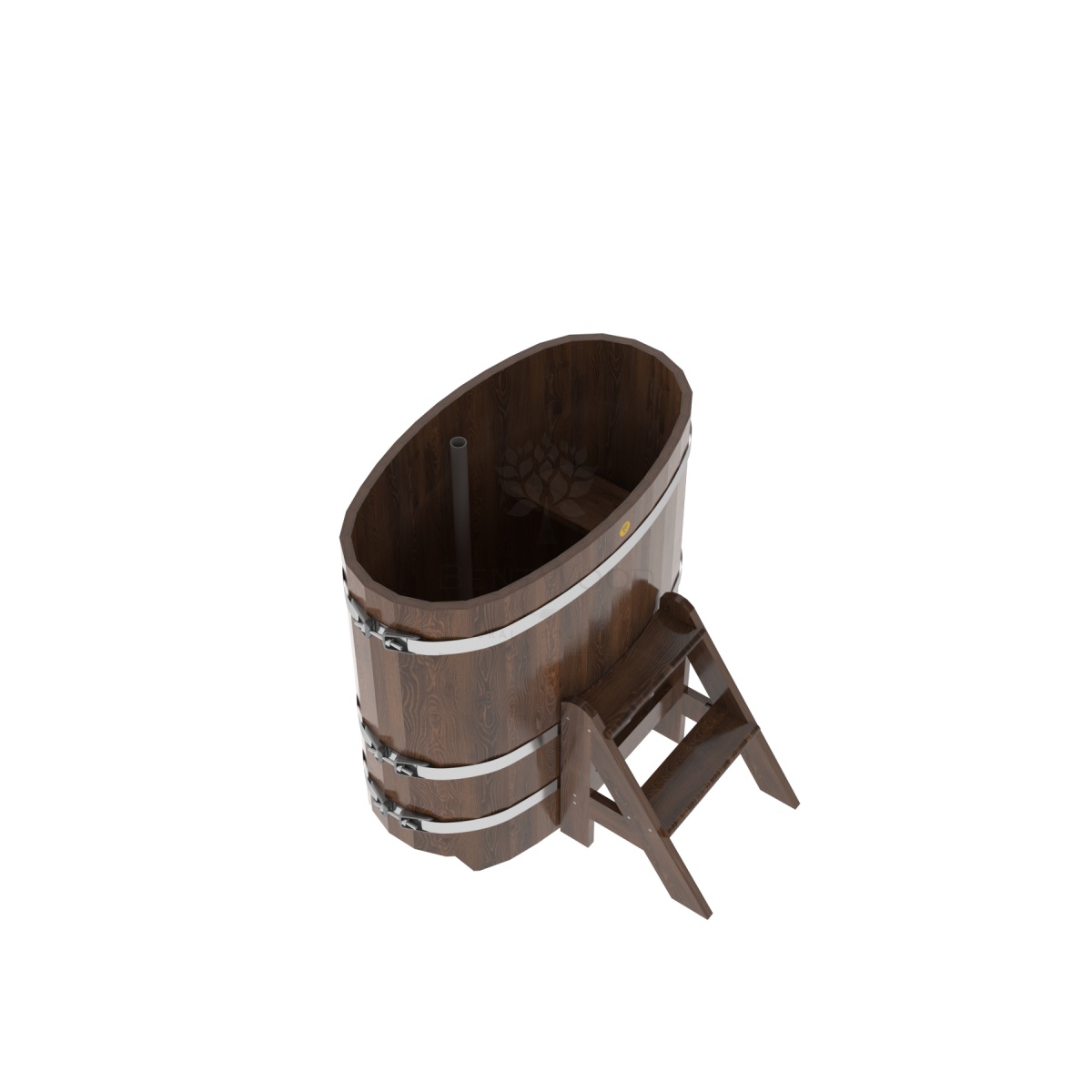 1249 Купель овальная из дуба 0,59х1,06х1,0 морёная Alyarus  - Вид №1