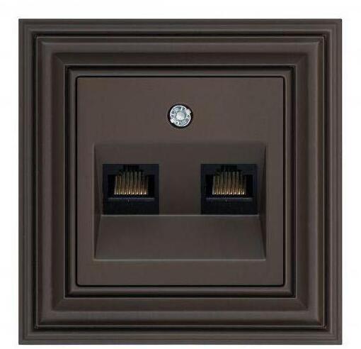 29-036 Розетка 2хRJ45 Liregus Retro коричневый омбре
