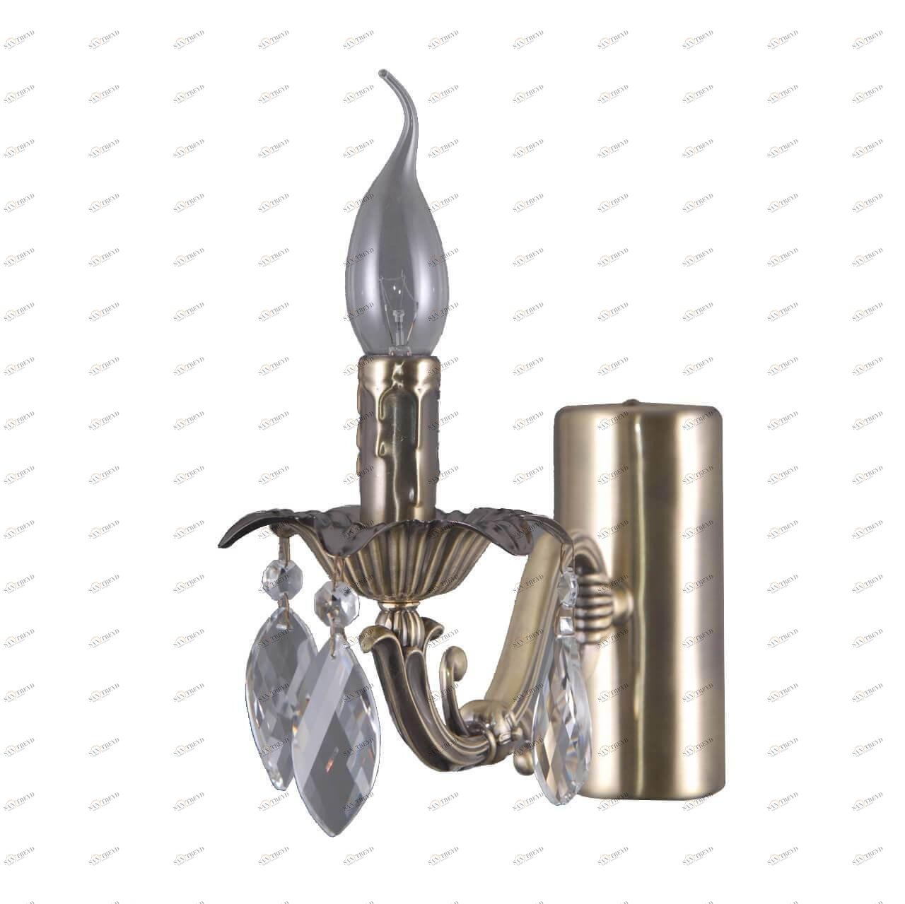 Бра металлическое с подвесками бронзовое "Аврора" 371026201 MW-LIGHT СВЕЧА 00-3930255 Бронза 