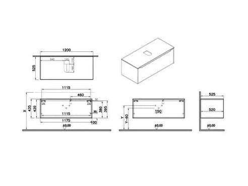 Подвесной умывальник с ящиками VitrA Bathrooms Integra Square ARCH-00073487 - Вид №2