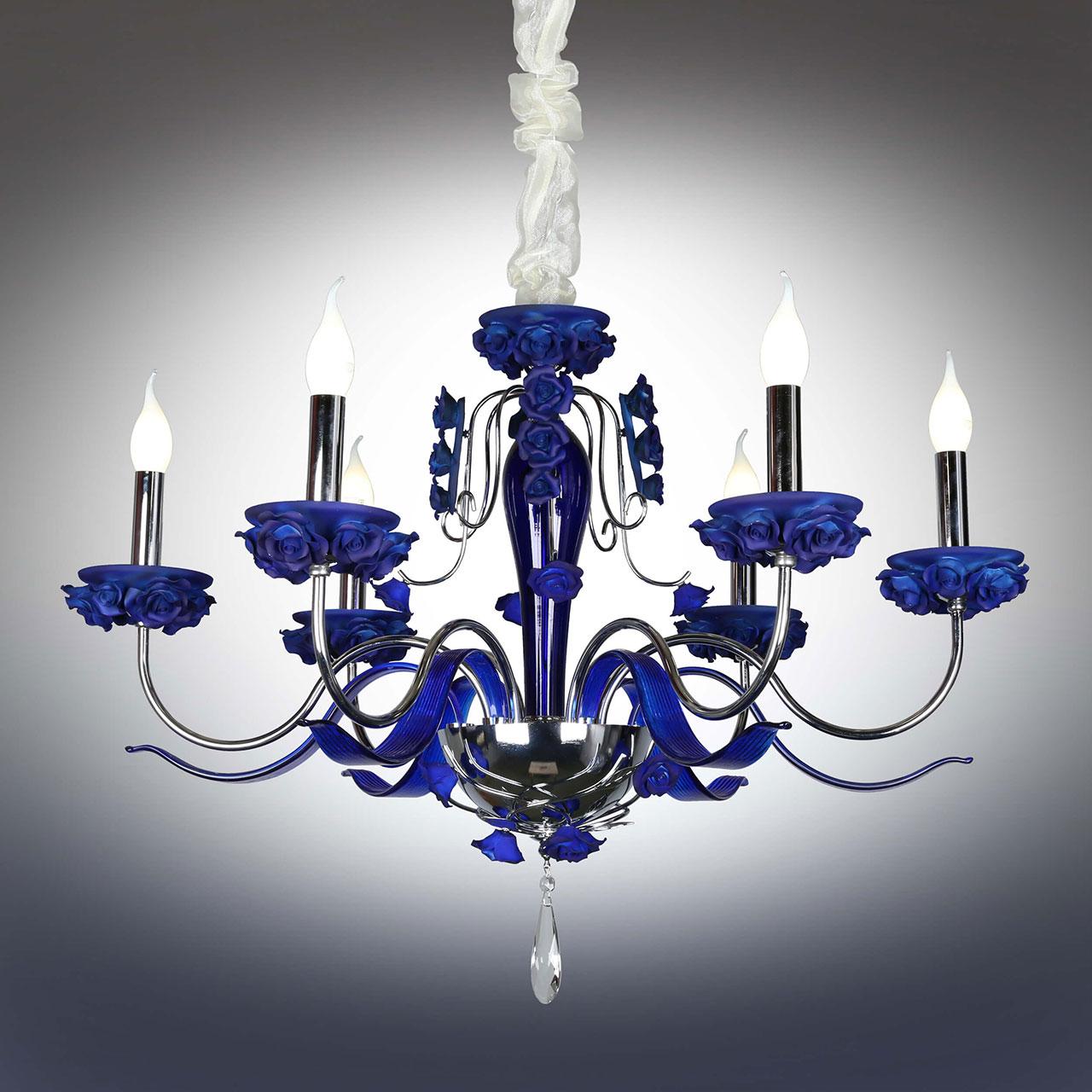 Подвесная люстра Omnilux Muntiggioni OML-70403-06 OMNILUX ДИЗАЙНЕРСКИЕ, MUNTIGGIONI CHROME 187093 Синий  - Вид №3