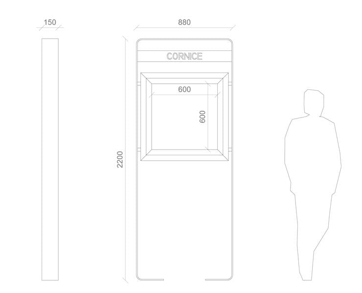 Стальная самонесущая доска объявлений для общественных мест LAB23 рамка ARCH-00048876 - Вид №2