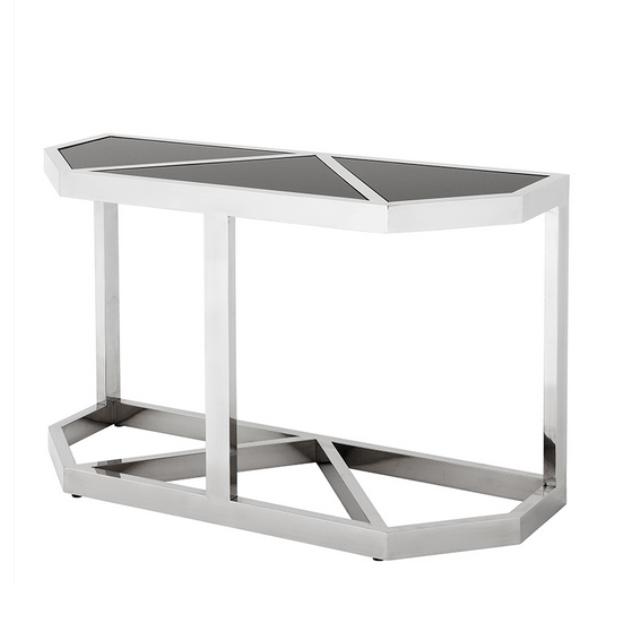 Консоль серебряная с черной столешницей Benoit от Eichholtz EICHHOLTZ EICHHOLTZ 060978 Серый;хром  - Вид №1