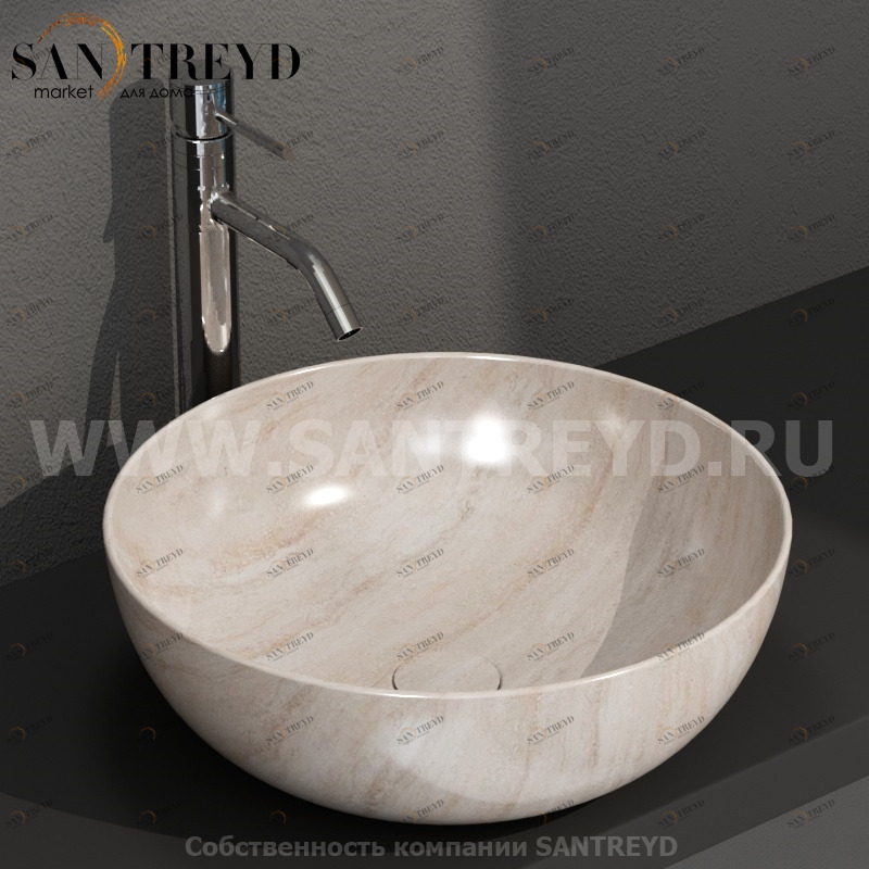 B6T45SB Накладная раковина на столешницу  круглая Ceramica Globo T-EDGE