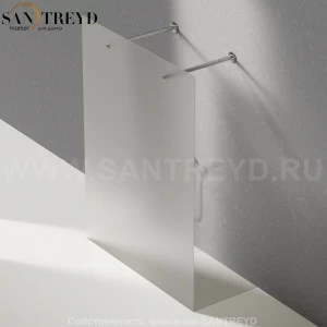 Душевое ограждение FLAT D подрезаемое, стеклянная матовая перегородка с 2-мя держателями и встроенным душем. Размеры: глубина от 70 до 100 см, длина от 100 до 140 см