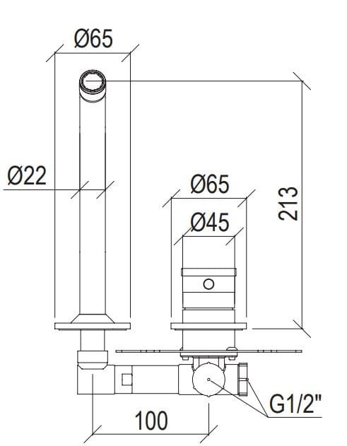 Смеситель для раковины из нержавеющей стали с 2 отверстиями Tubico Волга ARCH-00006981 - Вид №1