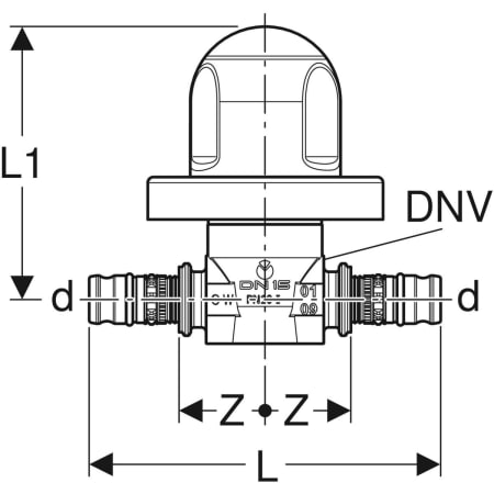 612.011.21.2 Шаровой кран скрытого монтажа Geberit Mepla с рукояткой Geberit  - Вид №2