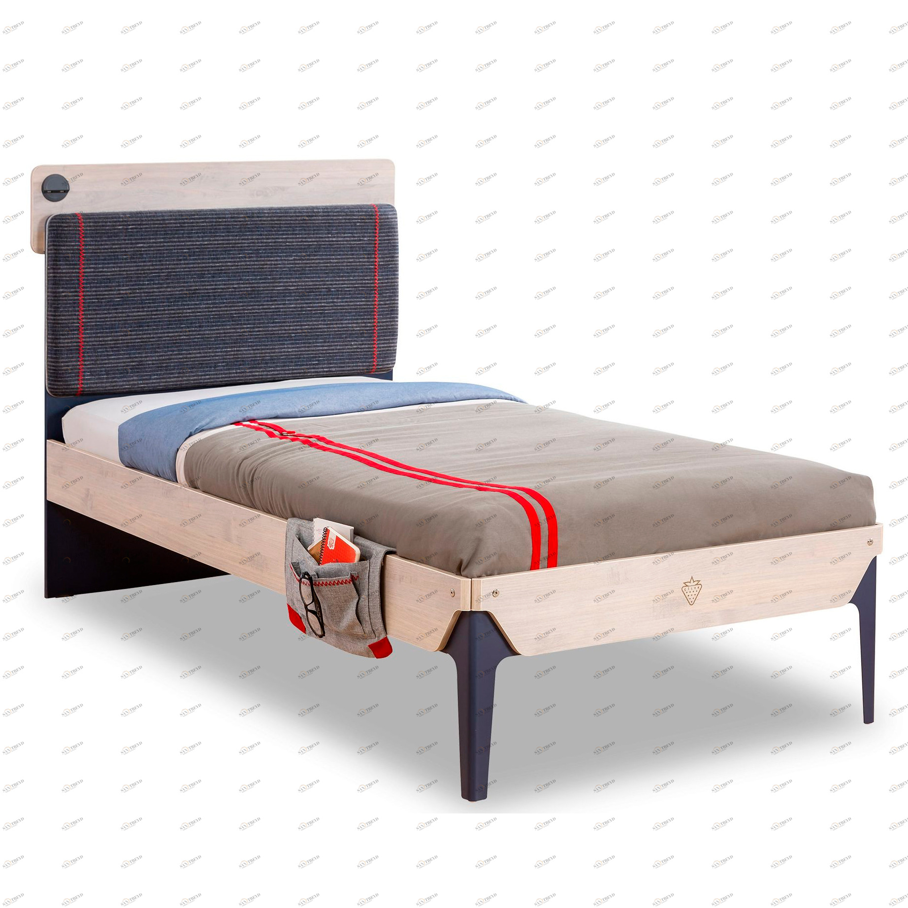 Кровать односпальная 100х200 см Trio Line CILEK TRIO 00-3832292 Синий;бежевый Santreyd