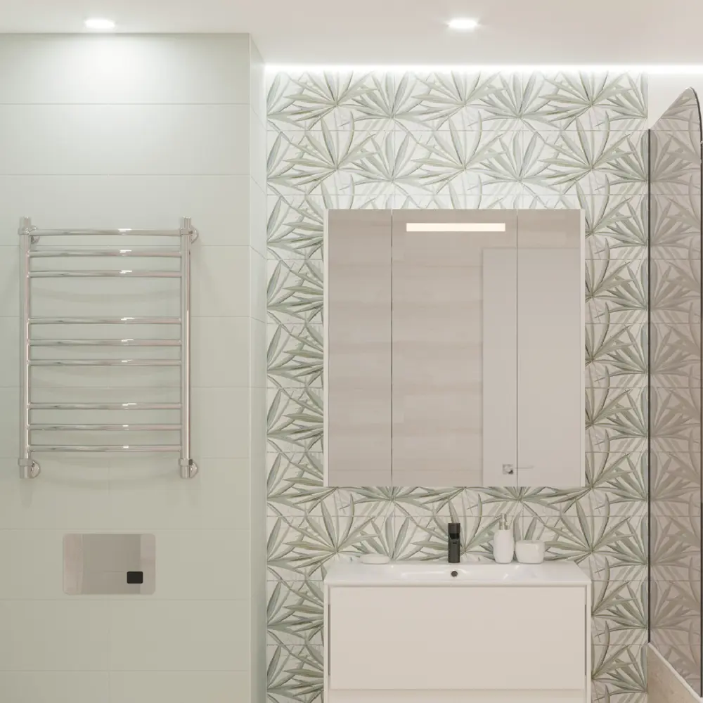 Декор настенный LB Ceramics Моана 19.8x39.8 см матовый цвет бело-зеленый STLM-2150275