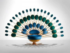 Visionnaire Кресло из латуни с обивкой и высокой спинкой