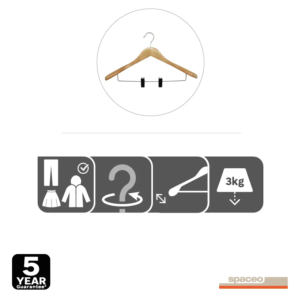 Плечики Spaceo с зажимом для деликатной одежды 45 см 82680669 Плечики с зажимом STLM-0033929 - Вид №4