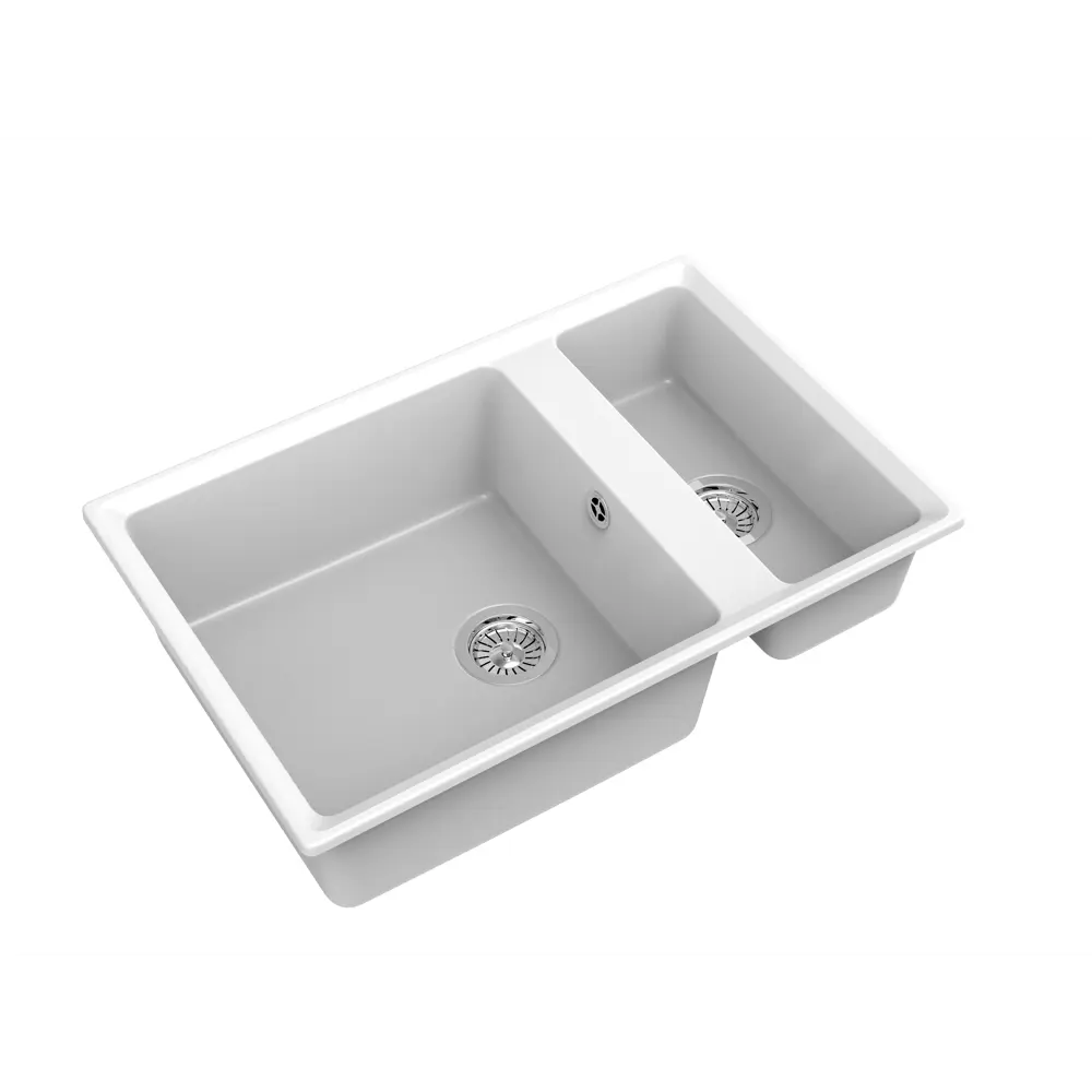 Кухонная мойка DELINIA с двумя чашами 76×50 см из кварцевого композита 87810903 Мойка врезная STLM-1384598 - Вид №2