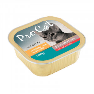 ПР0043778 Корм для кошек курица, утка и индейка конс. 100г Pro Cat