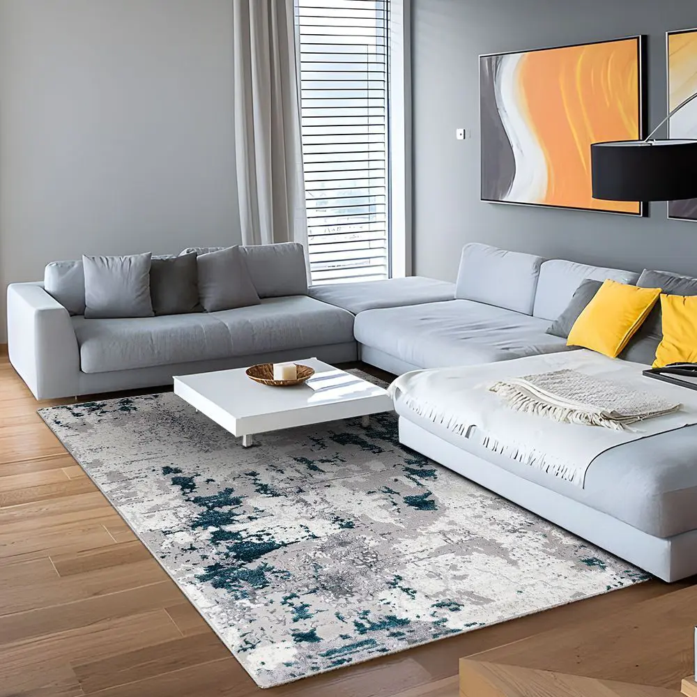 Ковер PALERMO F285 серый 150×230 см с рельефным абстрактным узором 89378823 STLM-1436632