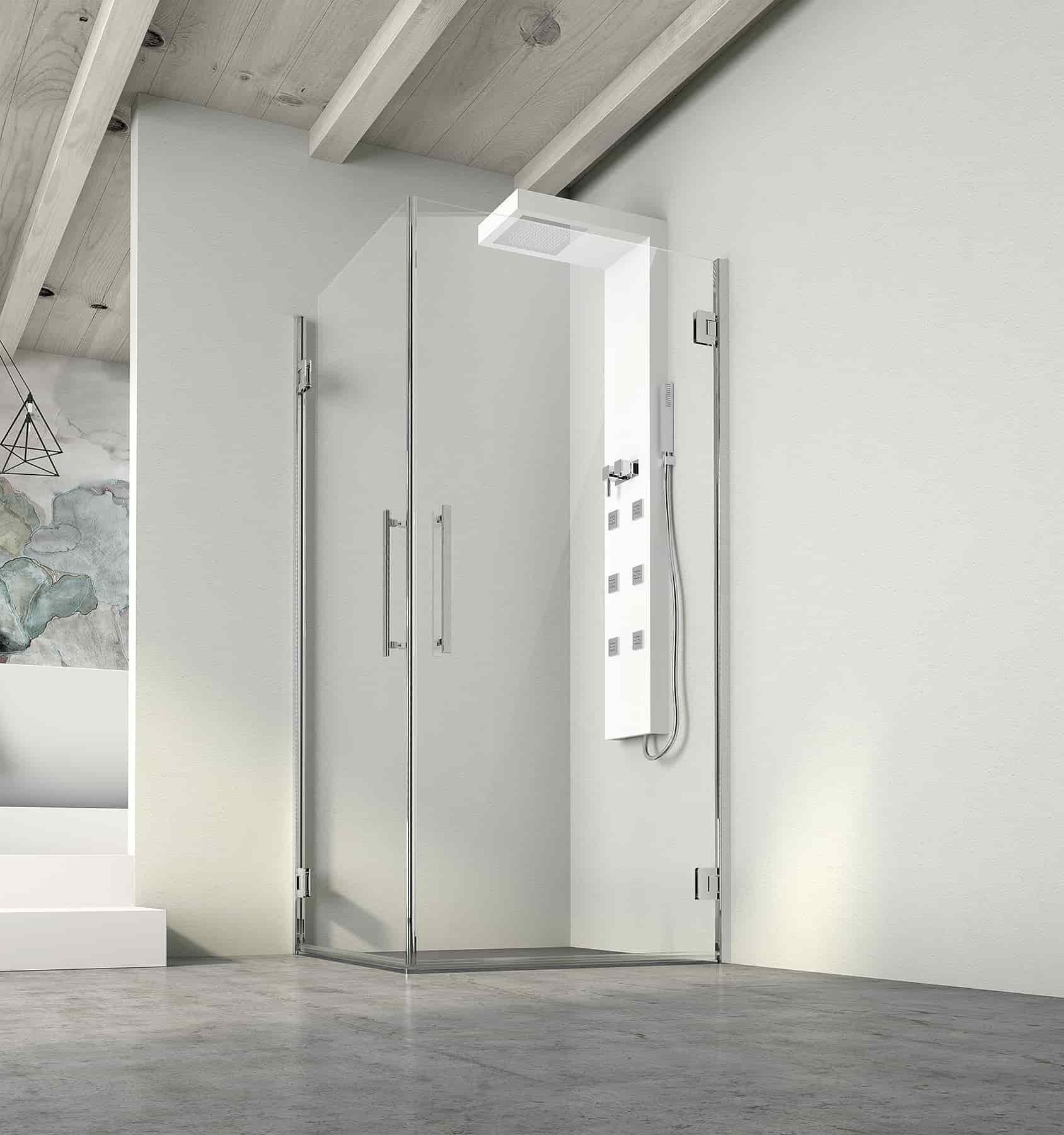 Стальная и стеклянная угловая душевая кабина с распашной дверью CSA Box Doccia SONIA ARCH-00064753 - Вид №2