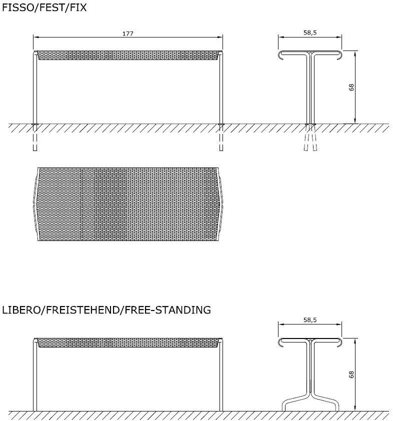 Euroform W Прямоугольный стол для общественных мест из металла Contour 324tm, 326tm - Вид №4