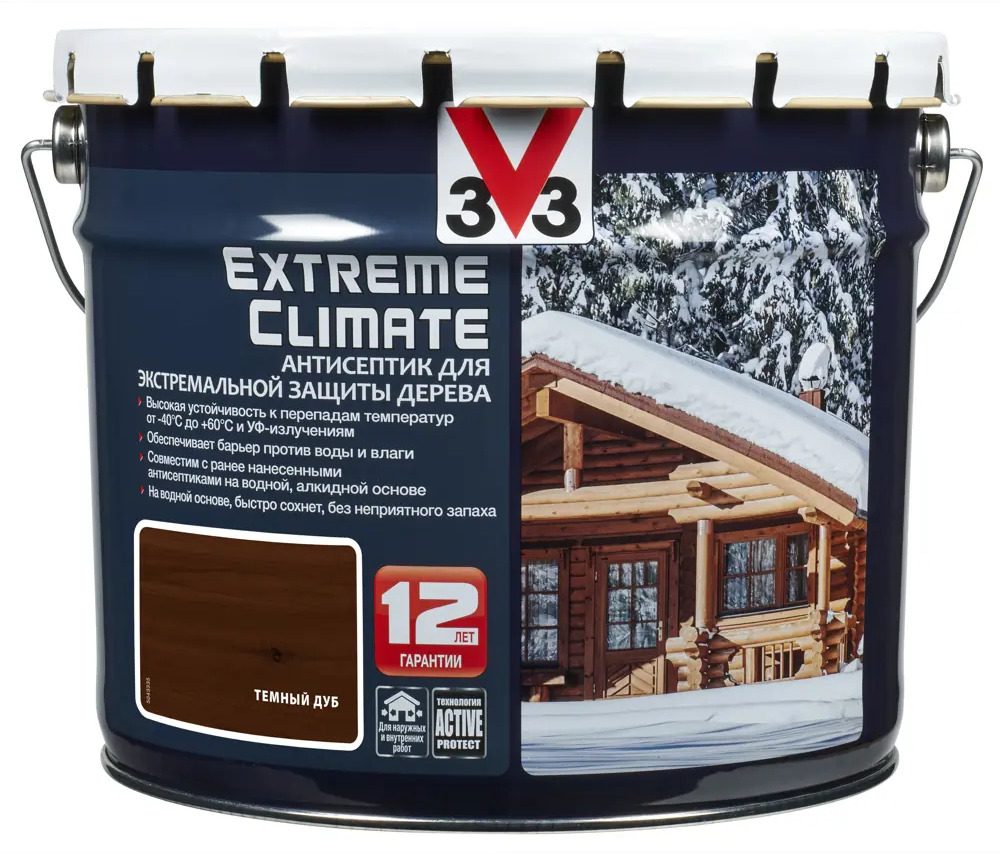 98294440 Антисептик акриловый для дерева V33 EXTREME CLIMATE полуглянец темный дуб 9 л STLM-0853857