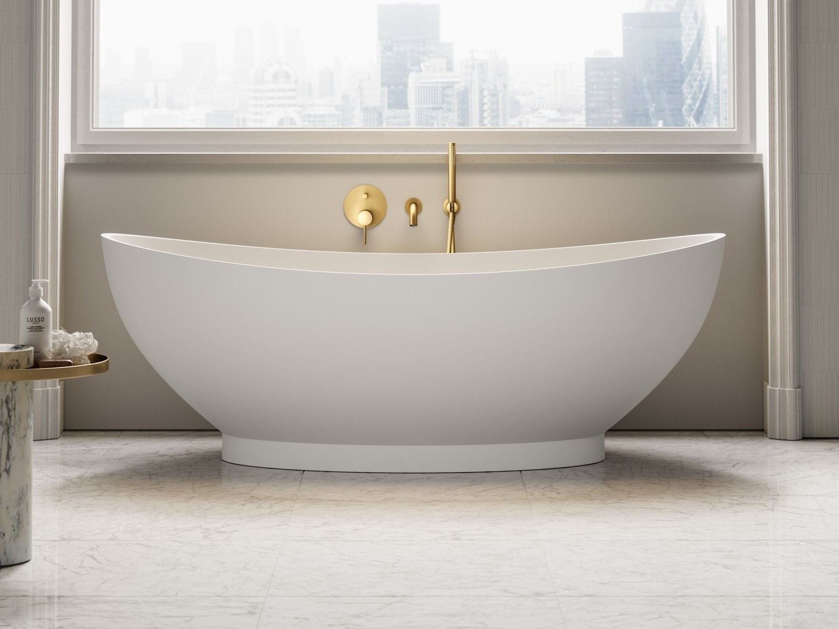 Овальная ванна в центре комнаты из смолы LUSSO Oasis ARCH-00070246