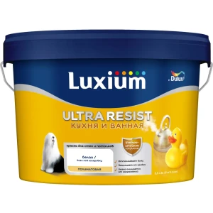 Краска для стен и потолков моющаяся Luxium Ultra Resist полуматовая цвет прозрачный база BC 2.25 л