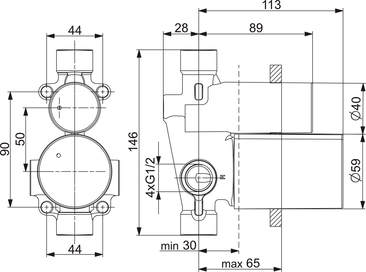Oras 2327 Корпус смесителя для ванны и душа 2327  - Вид №1