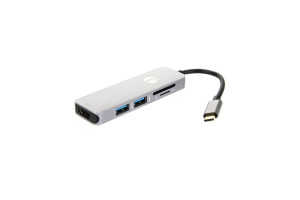 16211349 Кабель-адаптер USB3.1 Type-C /M - HDMI+2*USB 3.0+TF+SD docking space, Aluminum Shell CU430M VCOM