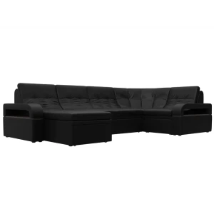 91757010 Диван Лига Диванов Лига-035 121457L 323x100x186 см искусственная кожа цвет черный STLM-1366960