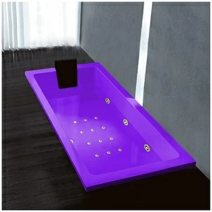 Ванна Gruppo treesse Quadra 170 ATC-V072Q-SX-FZ фиолетовая с золотой фурнитурой гидромассажем аэромассажем и дезинфекцией и дистанционным управлением прямоугольная встроенная левая