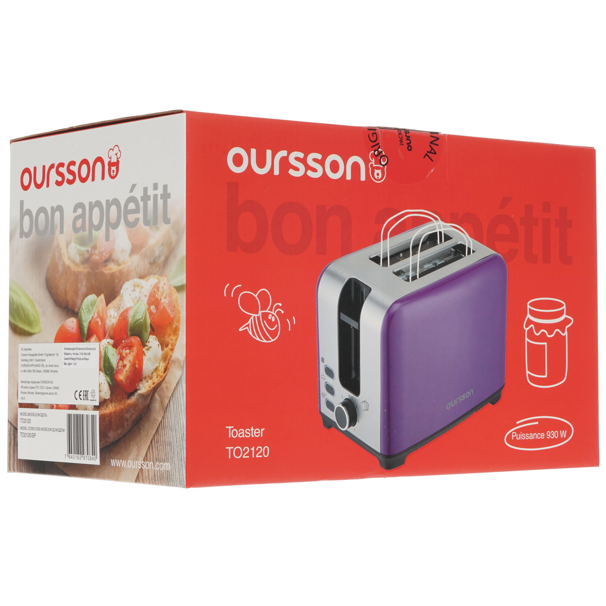 8192542 Тостер Oursson TO2120/SP фиолетовый STDN-0017908 - Вид №7