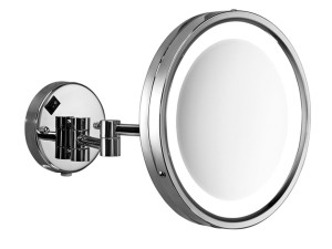 Круглое увеличительное зеркало из нержавеющей стали со встроенным настенным освещением