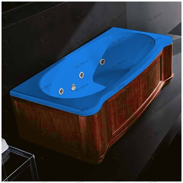 Ванна Gruppo treesse New Classic Young STX-V674B-DX-KCS-G голубая с гидромассажем и дезинфекцией прямоугольная правая деревянная панель орех STXV674BDXWOG