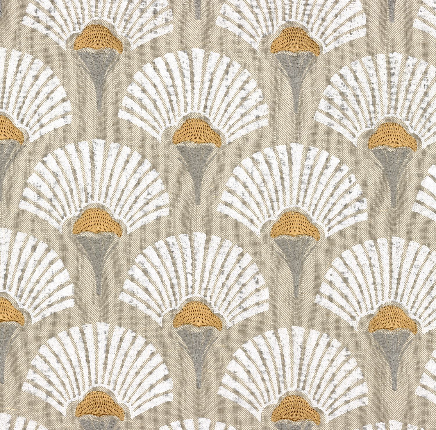 Льняная и хлопковая ткань для штор с цветочным рисунком Casamance Linefolia ARCH-00106312 - Вид №3