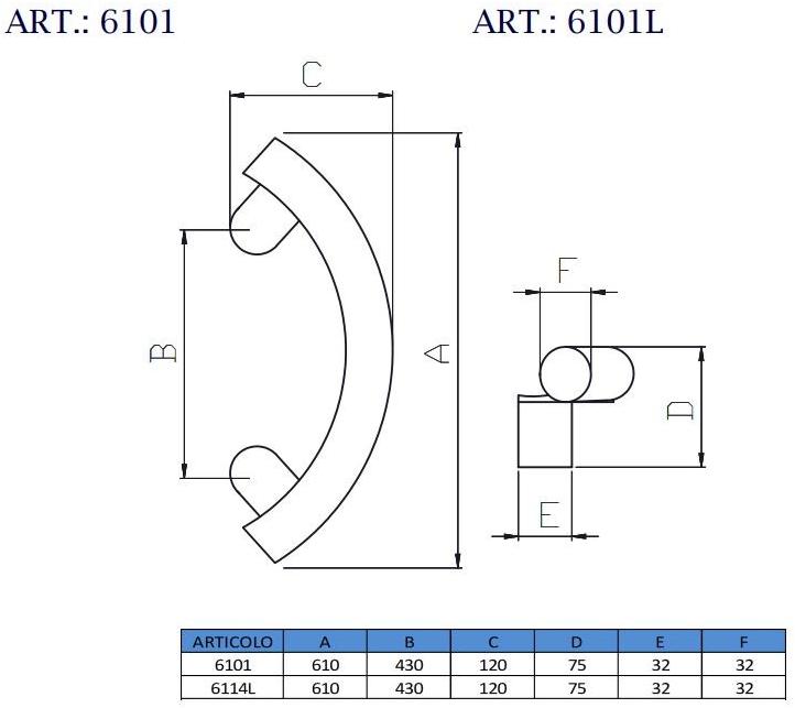 Pasini Ручка из нержавеющей стали  6101  - Вид №1