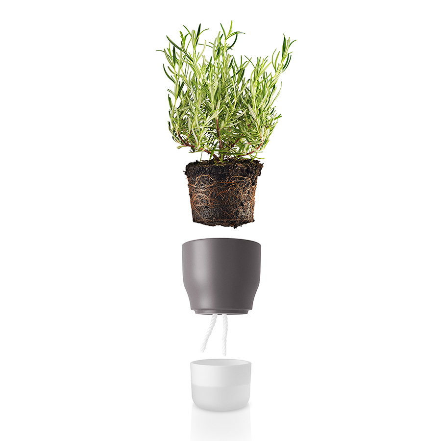 568153 Горшок для растений с функцией самополива d11 см серый Eva Solo  - Вид №2