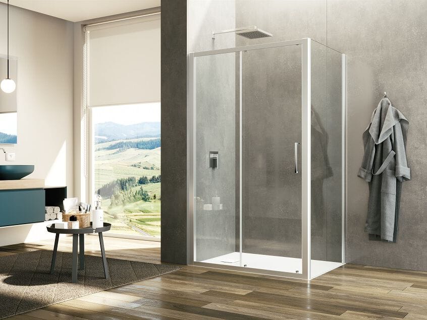 Стеклянная угловая душевая кабина с раздвижной дверью Provex Industrie арка ARCH-00037672 - Вид №1