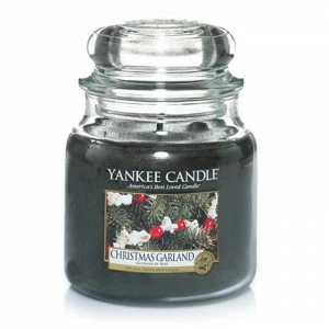 Свеча средняя в стеклянной банке "Рождественская гирлянда" Christmas Garland 411 гр 65-90 часов YANKEE CANDLE  268004 Зеленый