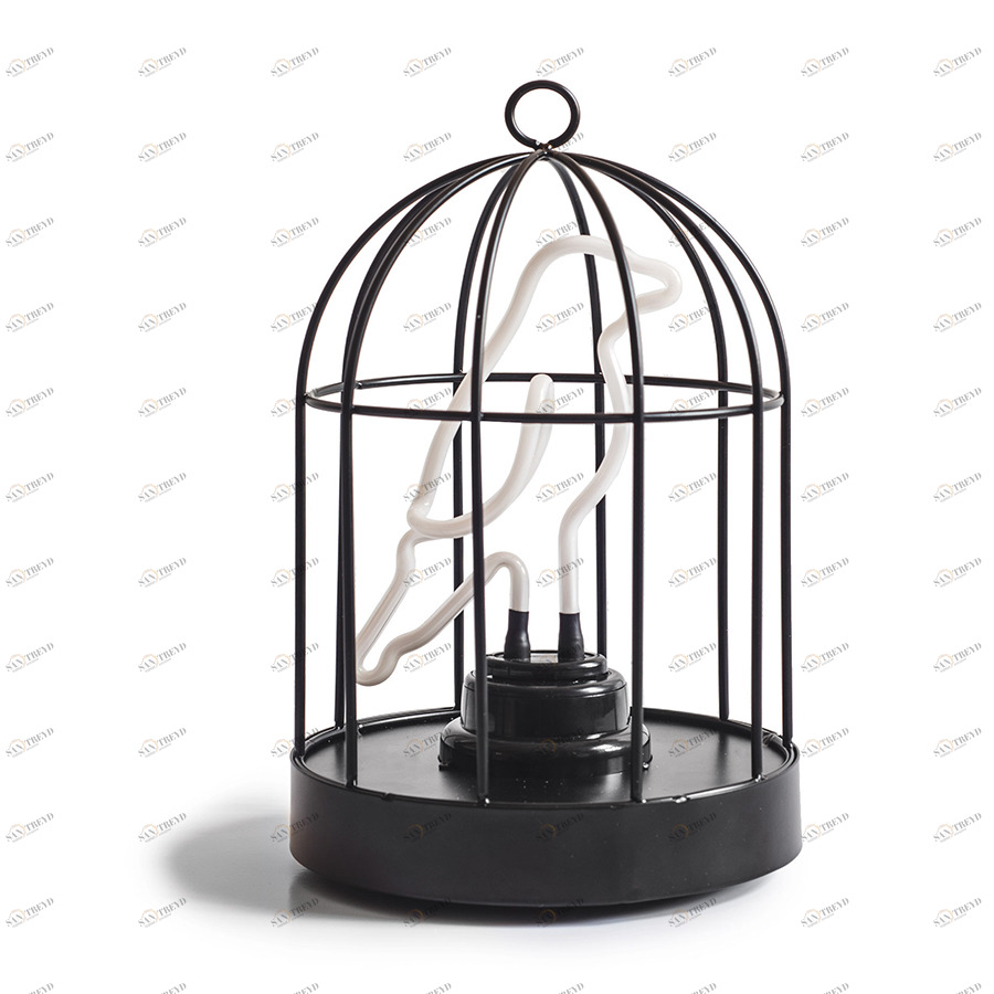 Лампа настольная неоновая с подвесом 25,5х16 см черная Bird in a Cage SK NEONBIRD1 SUCK UK  00-3880793 Черный 