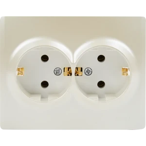 Розетка двойная Lezard Karina с заземлением цвет жемчужный белый перламутровый